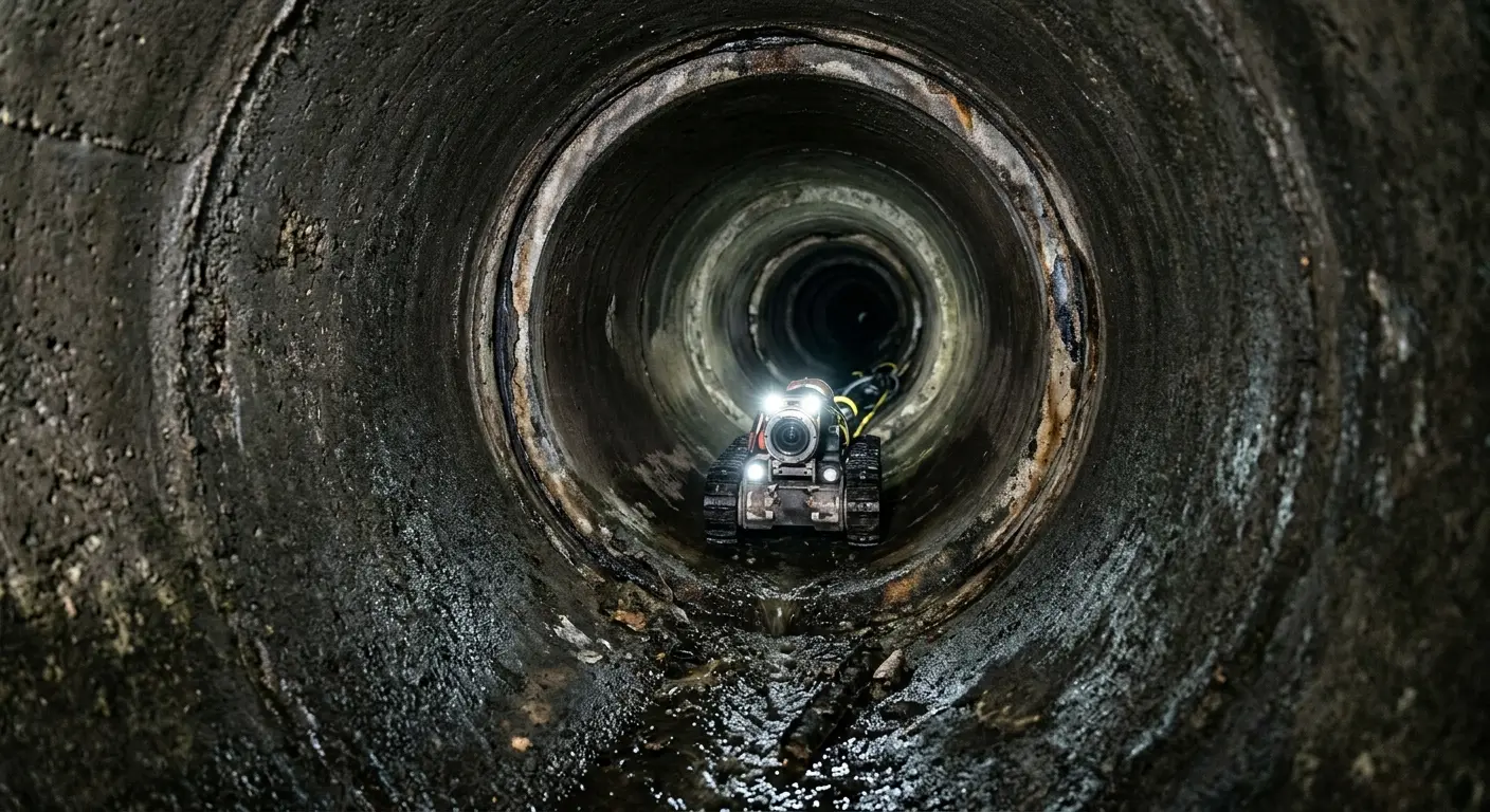 Robotic sewer camera inspecting pipe interior for Sewer Line Repair in San Marino